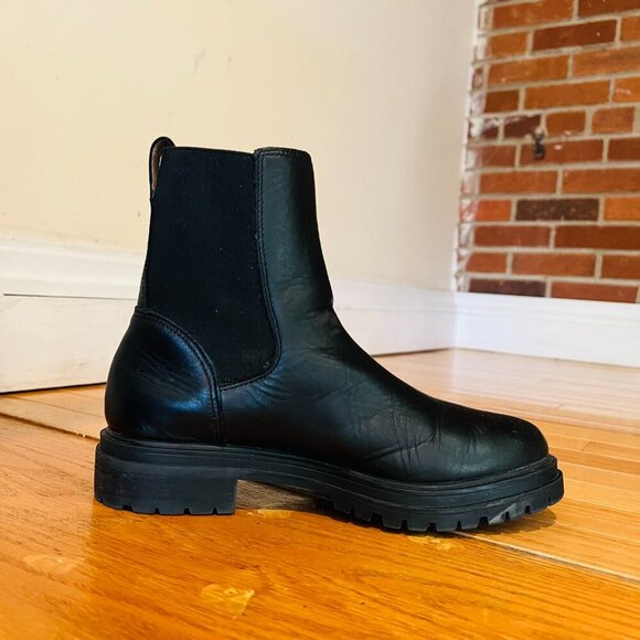 Madewell 8 The Camryn Chelsea Boots Black Heeled Leather Pull On Lightweight - Picture 3 of 16